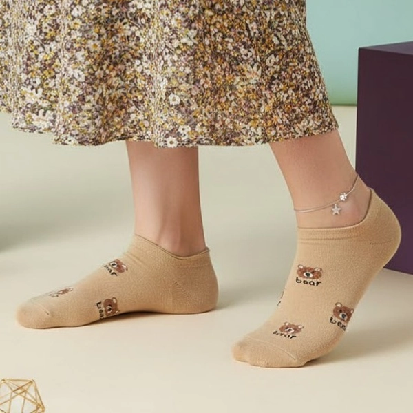 جوراب نیم ساق پنبه ای طرحدار خرسی 7022 روما